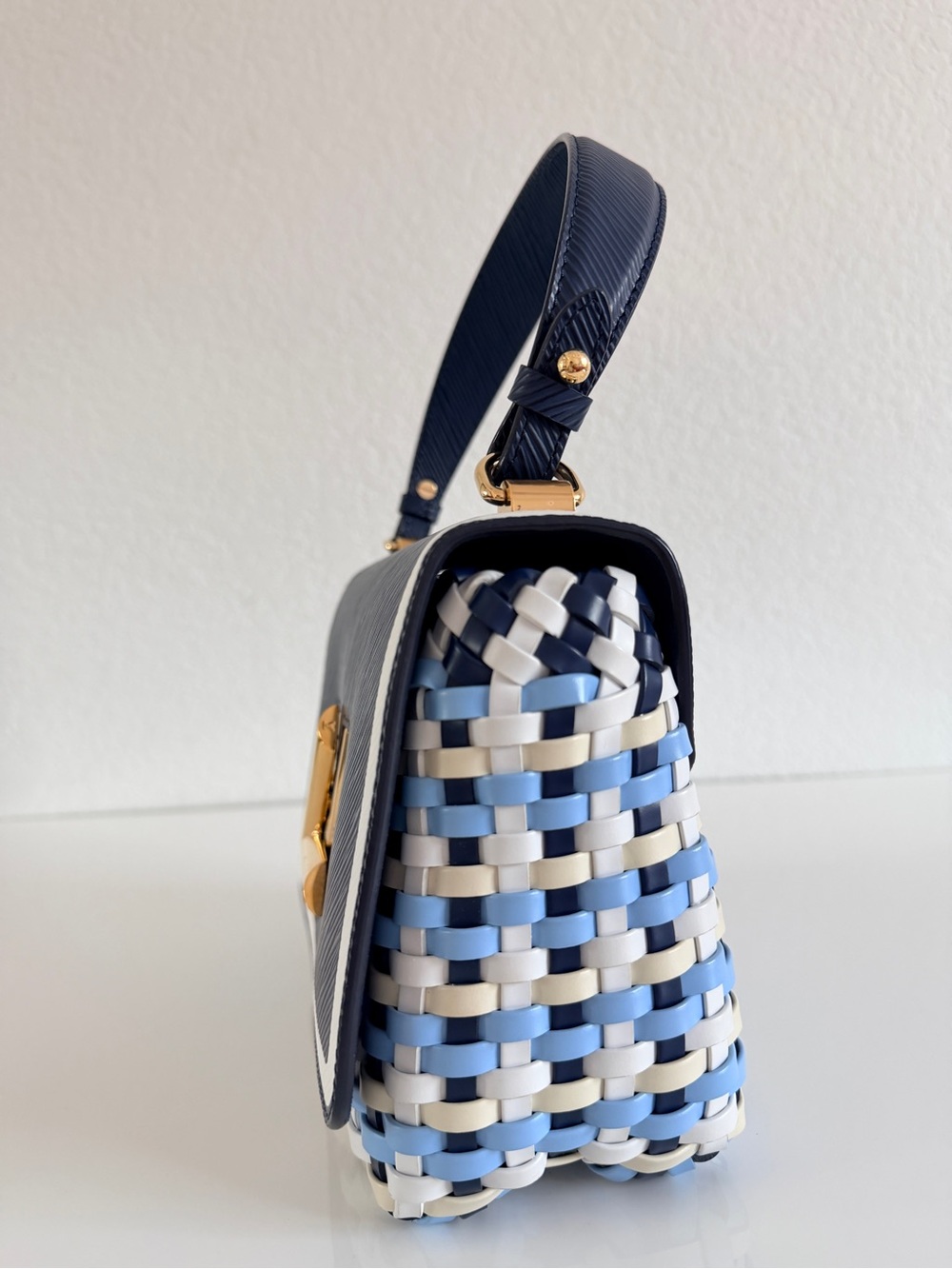 Louis Vuitton Navy and White Epi Twist Small Top Handle Bag with Gold Hardware - Picture 2 of 14